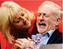  ??  ?? Allies: Jennie Formby shares a joke with Jeremy Corbyn