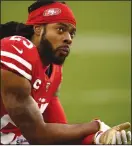  ?? (EZRA SHAW/GETTY IMAGES/TNS ?? Richard Sherman of the 49ers looks on during the NFC Championsh­ip against the Packers on Sunday in Santa Clara.