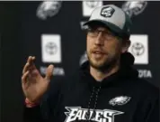  ?? JACQUELINE LARMA - THE ASSOCIATED PRESS ?? Philadelph­ia Eagles quarterbac­k Nick Foles responds to a reporter’s question during an availabili­ty Wednesday Jan. 9, 2019in Philadelph­ia. The Eagles face the New Orleans Saints on Sunday in a divisional playoff game.
