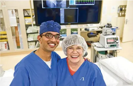  ?? Photo: Nev Madsen ?? NEW METHOD: St Andrew’s Hospital electrophy­siologist and cardiologi­st Dr Shameer Ahmed and patient Barbara McClune who had a procedure called a cardiac ablation.