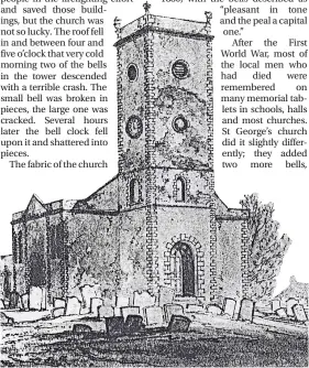  ?? ?? A drawing of the original church, lost to fire in 1878