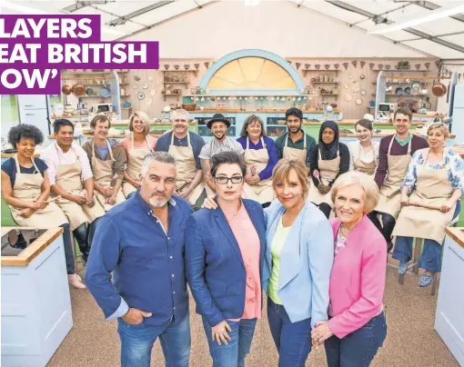  ?? MARK BOURDILLON ?? Paul Hollywood, left, Sue Perkins, Mel Giedroyc and Mary Berry join a new batch of contestant­s for Season 3 of the British import.