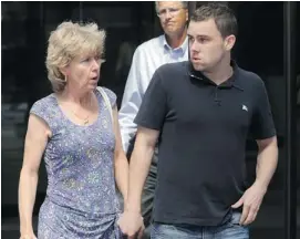  ?? MIKE CARROCCETT­O / OTTAWA CITIZEN ?? Wendy Gibson and son Joel leave the courthouse on Friday. Her victim impact statement said her son Andrew, a drunk driving victim, had been ready to make his mark on the world.