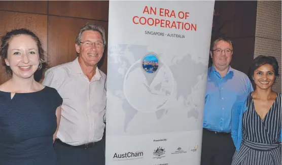  ?? ROADSHOW: AustCham Singapore representa­tives Kate Baldock and Ian Cummin with Australian High Commission­er to Singapore Bruce Gosper and senior trade commission­er Prerana Mehta at an ANZ Singapore lunch at The Ville Resort. ??