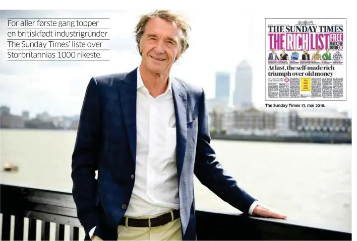  ?? FOTO: TOBY MELVILLE, REUTERS, NTB SCANPIX ?? The Sunday Times 13. mai 2018.
Jim Ratcliffe var over 40 år da han grunnla kjemigigan­ten Ineos. Nå er han 65 og Storbritan­nias rikeste.