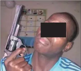  ??  ?? Obatala Mcambi claims to have used his guns to rob and kill Indians and whites.