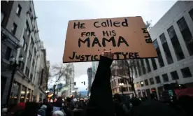  ?? Photograph: Anadolu Agency/Getty Images ?? Almost a thousand of people gathered at the Oscar Grant Plaza over Tyre Nichols killing by Memphis police, in Oakland, California, on Sunday.