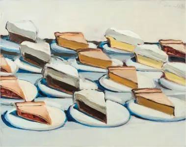  ??  ?? 1
Wayne Thiebaud at the Jan Shrem and Maria Manetti Shrem Museum of Art, 2016. Photo: Gregory Urquiaga.
2
Pies, 1961, oil on canvas, 221⁄8 x 27¾". Private collection. Photo: Douglas Sandberg. Art © Wayne Thiebaud/ Licensed by VAGA, New York,...