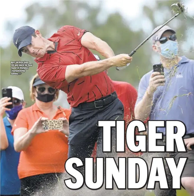  ?? AP ?? Rory McIlroy dons red and black for final round of Workday Championsh­ip Sunday.