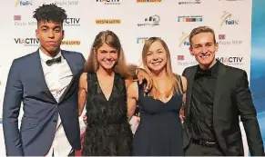  ?? FOTO: TSV BAYER 04 ?? Die Nominierte­n des TSV Bayer 04 bei den FelixAward­s in Düsseldorf: Bo Kanda Lita Baehre, Konstanze Klosterhal­fen, Gina Lückenkemp­er und Johannes Floors (v.l.).