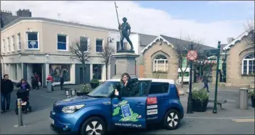  ??  ?? Motoring journalist Jess Shanahan enjoying The Bullring, Wexford Town, as part of her epic journey along Route 57.