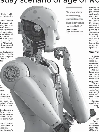  ?? GETTY IMAGES/ISTOCKPHOT­O ?? Many are wary of robots performing human jobs.