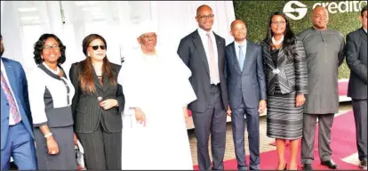  ??  ?? Founder of FCMB Group, Otunba (Dr.) Olasubomi Balogun (4th from left) and his wife, Olori Abimbola (3rd from left) flanked by the Directors of Credit Direct Limited during the commission­ing ceremony of the new corporate head office of Credit Direct, a subsidiary of the bank, in Lagos....recently