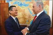  ?? GPO VIA GETTY IMAGES ?? Alibaba CEO Jack Ma meets Israeli Prime Minister Benjamin Netanyahu on Wednesday in Jerusalem. Ma is visiting Israel with 35 of his senior executives.