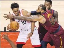  ?? PETER J THOMPSON ?? LeBron James and the Cavaliers snatched away the win from the Toronto Raptors in Game 1 of their series Tuesday.