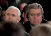  ??  ?? Mike Pence (à gauche), le réaliste, et Steve Bannon, l’europhobe, représente­nt deux camps opposés.