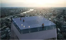  ??  ?? To infinity and beyond ... the proposed rooftop pool, now exciting developers in Dubai. Photograph: Compass Pools