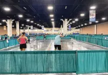  ?? AUSTEN ERBLAT/SOUTH FLORIDA SUN SENTINEL/TNS ?? About 1,500 pickleball players, all 50 years old and older, are competing this week in a national senior championsh­ip tournament in Fort Lauderdale.