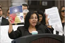  ?? DEBORAH CANNON / AMERICAN-STATESMAN ?? Lupe Torres, LULAC Texas state director, speaks at a Capitol rally in March. Equal rights and civic responsibi­lity weighed heavily in LULAC visionarie­s’ decision to require members to be American citizens, a reader writes.