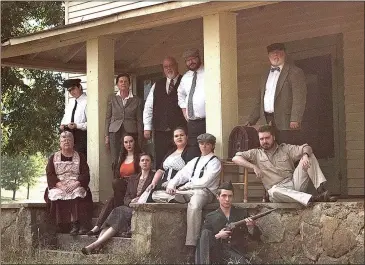  ??  ?? The cast of small town characters ranges from a mayor’s staff, to farmers, to a handful of militiamen. From left: Patricia Canada, Anna Calsetta, Sara Miller, Savannah Powers, Megan Robinson, Michael Tate, Madison Smith, Greg Guinn, James Lanier,...