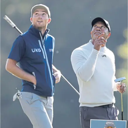  ?? ?? STAR GAZING: Will Zalatoris teamed up with Tiger Woods at Augusta.