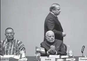  ?? REUTERS ?? Prime Minister Narendra Modi and Pakistan PM Nawaz Sharif. India is now so dominant Pakistan has given up its earlier attempts to assemble a SAARC bloc of its own