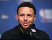  ?? ASSOCIATED PRESS ?? IN THIS MAY 29 file photo, Golden State Warriors basketball guard Stephen Curry speaks to the media before practice for the NBA Finals against the Toronto Raptors in Toronto.