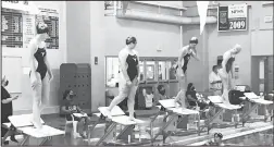  ?? Courtesy Photo ?? A group of Lady Steers prepare to race on Thursday afternoon at the Pete Ragus Aquatic Center in Lubbock.