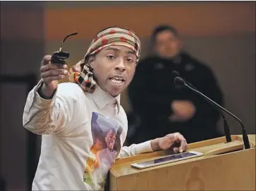  ?? Rich Pedroncell­i Associated Press ?? STEVANTE CLARK, shown before an April 10 Sacramento City Council meeting, is being held without bail. His brother Stephon Clark was fatally shot by police March 18, sparking widespread protests.