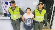  ?? CORTESíA ?? Lisseth Díaz Estrada, luego de ser capturada.