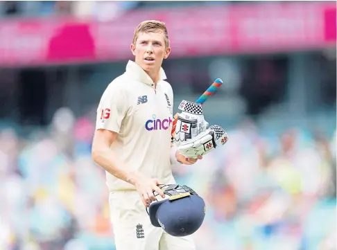  ?? ?? BATTING WOES: Zak Crawley after bouncing back for an impressive 77 on day five of the Fourth Ashes Test.