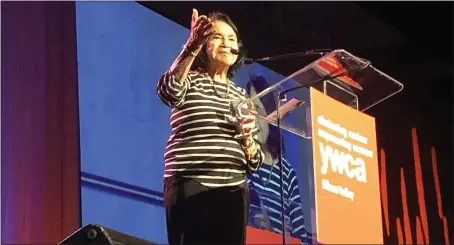  ?? PHOTO BY SAL PIZARRO ?? Activist Dolores Huerta speaks at the YWCA Silicon Valley’s 29th annual Inspire luncheon Wednesday in Santa Clara.