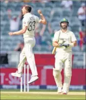  ?? REUTERS ?? ■
England's Mark Wood celebrates after dismissing South Africa’s Pieter Malan on Day Two of the fourth Test on Saturday.