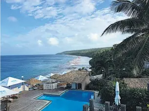  ?? Left to right: View from Matavai resort; Washaway Cafe; Humu lunch ??