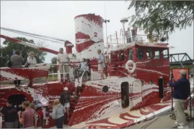  ?? JOSEPH PHELAN — JPHELAN@DIGITALFIR­STMEDIA.COM ?? The retired fireboat John J. Harvey made an appearance at the 19th annual Waterford Tugboat Roundup.