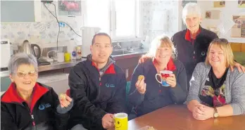  ??  ?? Levin RDA Tuesday volunteers Adrienne, Gordon, Kim, Barbara and Christine enjoy their Volunteer Week morning tea.