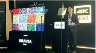  ?? — Photo by Alvin R. Cabral ?? Taro Kimura unveils the Bravia OLED A1 Series TV at a press conference in Dubai on Wednesday.