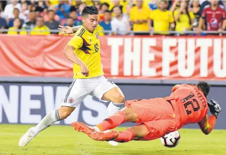  ?? USA TODAY ?? James Rodríguez fue la figura de Colombia durante el compromiso de anoche frente a Estados Unidos en Tampa. El cucuteño marcó gol.