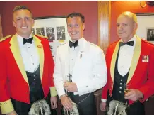  ??  ?? Calgary Highlander­s Capt. Andrew Pittet, left, Capt. Jason Leek and Master Warrant Officer Gerald Downey.