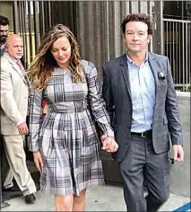  ?? BRIAN MELLEY / AP FILE ?? Actor Danny Masterson leaves Los Angeles superior Court with his wife Bijou Phillips after a judge declared a mistrial in his rape case in Los Angeles on Nov. 30. Masterson is going back on trial on three charges of rape. A deadlocked jury led to a mistrial for Masterson in November. Opening statements in his retrial will begin today.