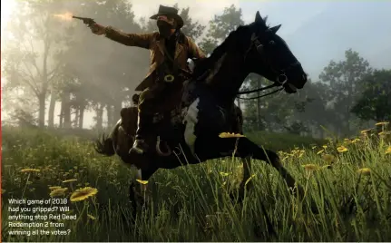  ??  ?? Which game of 2018 had you gripped? Will anything stop Red Dead Redemption 2 from winning all the votes?