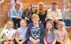  ??  ?? The Mid Argyll Gaelic singers on the ferry home from Islay. Back row: Eilidh Graham, Holly Renton, Tiegan Holroyd and Alasdair MacLean. Front row: Sophie Phillips, Millie Fyfe, Gaelic tutor Christine Johnston, Feorlin Renton and Ella Fyfe.