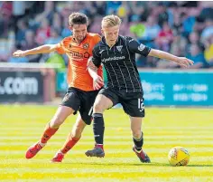  ??  ?? MOVING ON: Kyle Turner in action for Dunfermlin­e against Dundee United at East End Park.