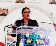  ?? PHOTO: SUPPLIED ?? Fijian Minister for Education, Heritage and Arts, Premila Kumar speaks at the Conference of Commonweal­th Education Ministers (CCEM) held in Nairobi, Kenya last week.