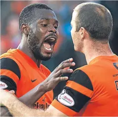  ?? Pictures: SNS Group. ?? Top: United striker Simon Murray appeals to assistant referee Graham Chambers after his second-half penalty appeal is waved aside and the attacker is red-carded; above; Wato Kuate argues with captain Sean Dillon; right: Murray goes down under a...