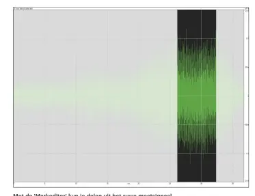  ??  ?? Met de 'Markeditor' kun je delen uit het ruwe meetsignaa­l knippen: in dit geval het deel waarbij de servervent­ilator op volle toeren draait.