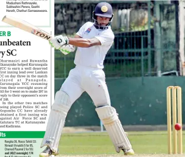  ??  ?? CCC opener Ron Chandragup­ta cuts against SSC - Pix by Ranjith Perera