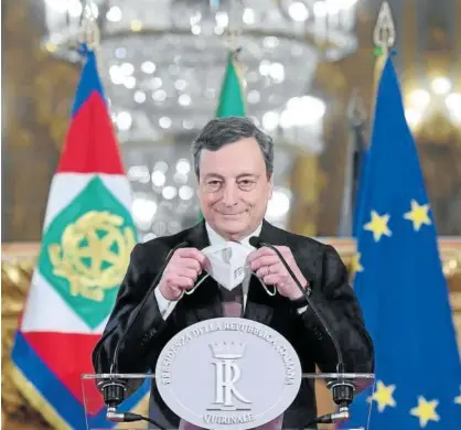  ?? Foto: Efe ?? El primer ministro italiano, Mario Draghi, siempre ha sonado como favorito a presidir la República.