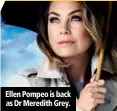  ??  ?? Ellen Pompeo is back as Dr Meredith Grey.