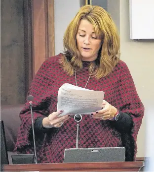  ?? DANIEL BROWN/LOCAL JOURNALISM INITIATIVE REPORTER ?? Summerside Coun. Carrie Adams spoke during a recent council meeting on Oct. 19.